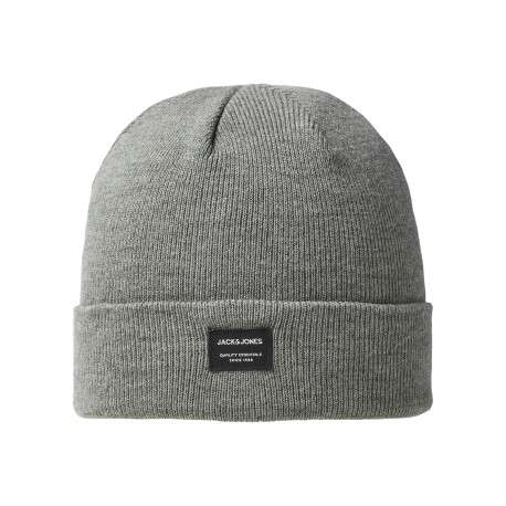Bonnet gris uni en maille tricotée pourvu d'un large revers