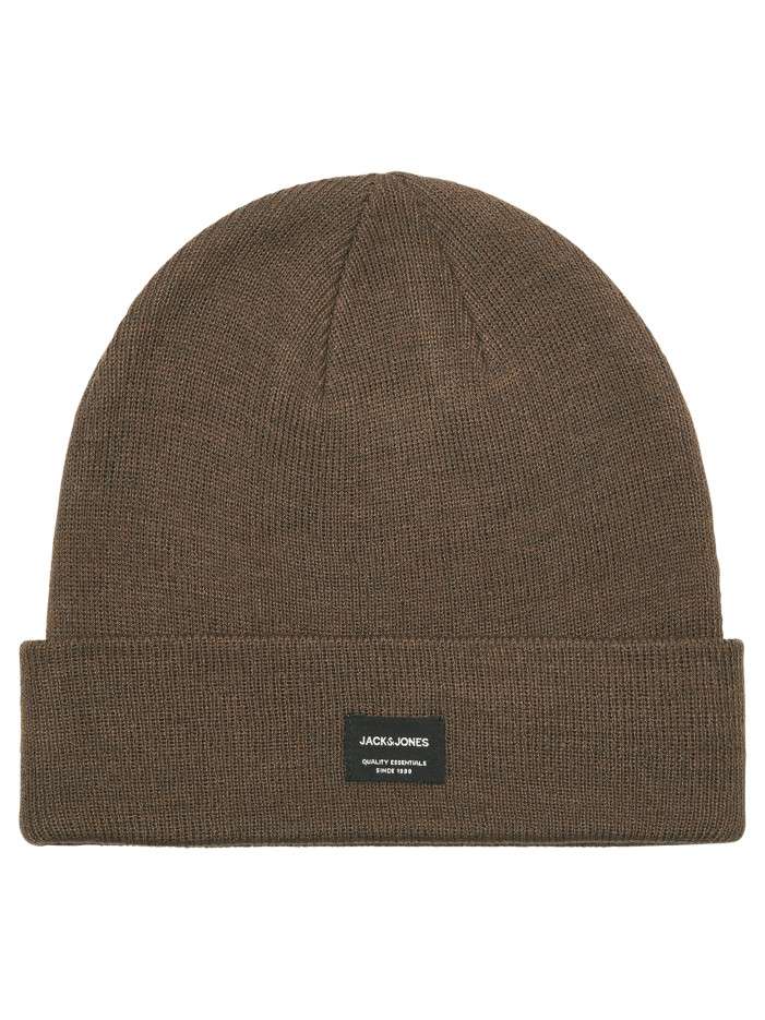 Bonnet marron uni en maille...