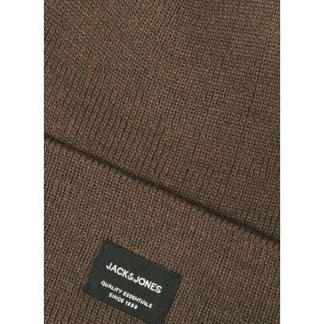 Bonnet marron uni en maille tricotée pourvu d'un large revers - Image 2