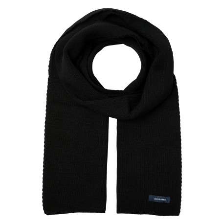 Écharpe noire unie en maille tricotée avec une forme rectangle