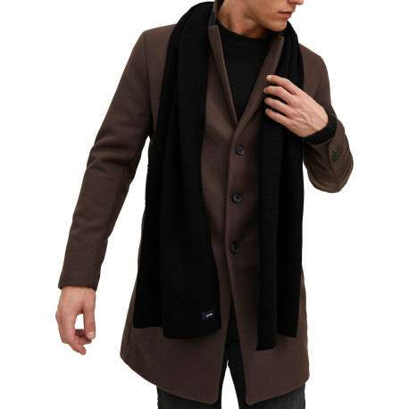 Écharpe noire unie en maille tricotée avec une forme rectangle - Image 4