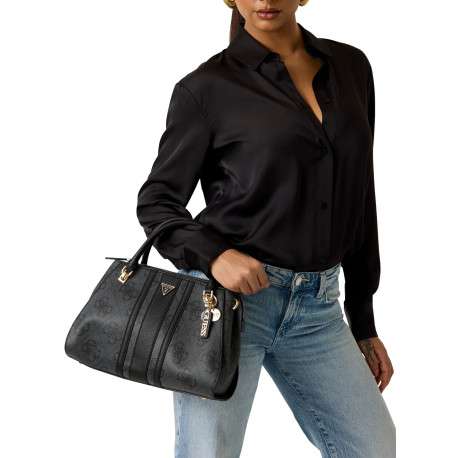 Sac porté mains noir avec imprimé monogramme et muni de 2 anses - Image 6