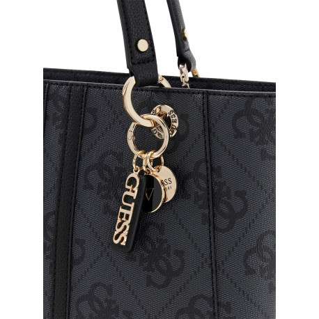 Sac shopping noir avec imprimé monogramme et muni de 2 anses - Image 4