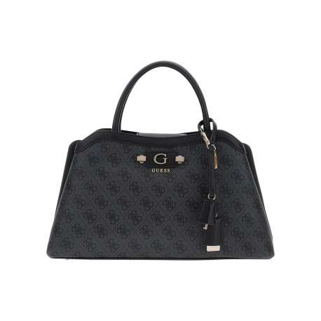 Sac noir à imprimé monogramme avec un zip et un bouton à pression