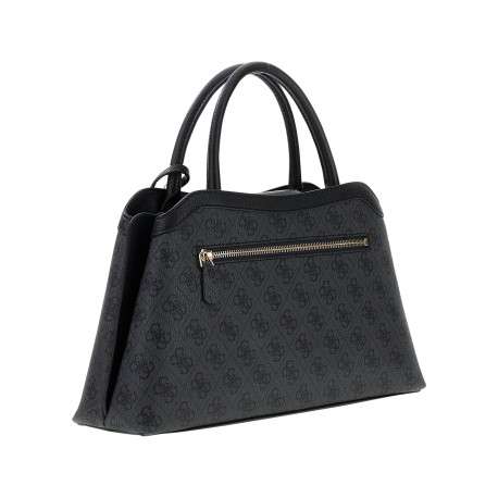 Sac noir à imprimé monogramme avec un zip et un bouton à pression - Image 2