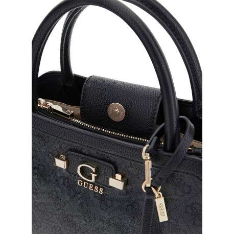 Sac noir à imprimé monogramme avec un zip et un bouton à pression - Image 3