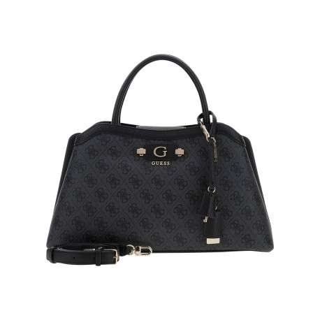 Sac noir à imprimé monogramme avec un zip et un bouton à pression - Image 4