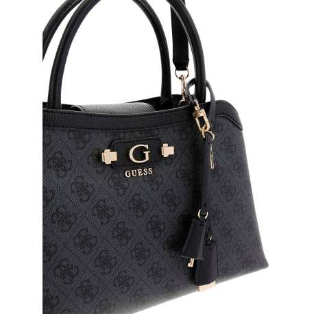 Sac noir à imprimé monogramme avec un zip et un bouton à pression - Image 5