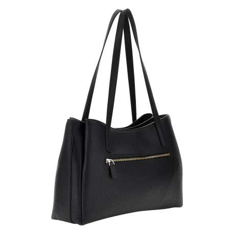 Sac shopping noir uni avec un zip et des boutons à pression - Image 2