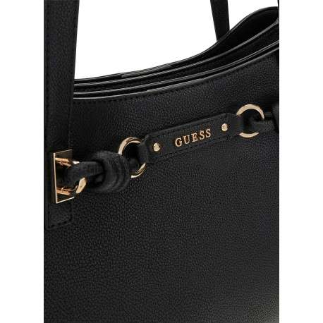 Sac shopping noir uni avec un zip et des boutons à pression - Image 4