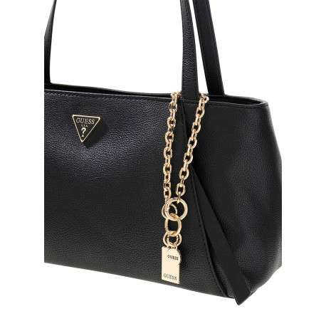 Sac à main porté épaule noir uni avec une fermeture à zip et muni de 2 anses - Image 4