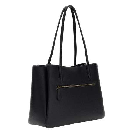 Sac shopping noir uni muni d'un zip et de 2 boutons pressions - Image 2
