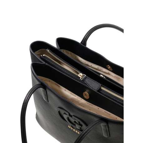 Sac shopping noir uni muni d'un zip et de 2 boutons pressions - Image 3