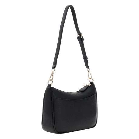 Sac à main porté épaule noir uni avec une anse amobible et une fermeture à zip - Image 2