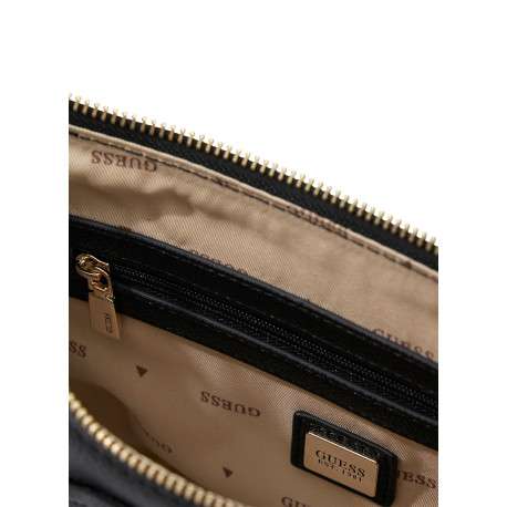 Sac à main porté épaule noir uni avec une anse amobible et une fermeture à zip - Image 3