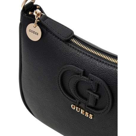 Sac à main porté épaule noir uni avec une anse amobible et une fermeture à zip - Image 4