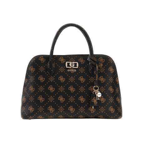Sac porté mains marron à imprimé monogramme avec fermeture à zip