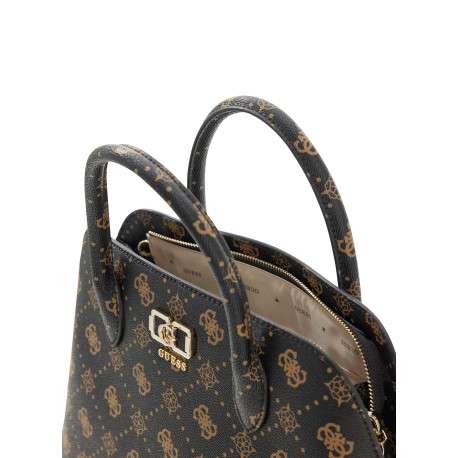 Sac porté mains marron à imprimé monogramme avec fermeture à zip - Image 2