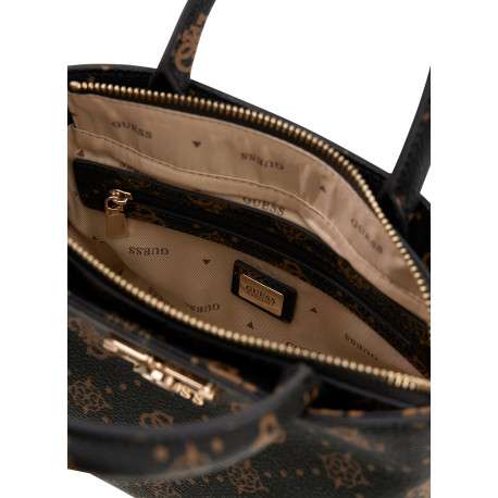 Sac porté mains marron à imprimé monogramme muni d'une fermeture à zip - Image 2