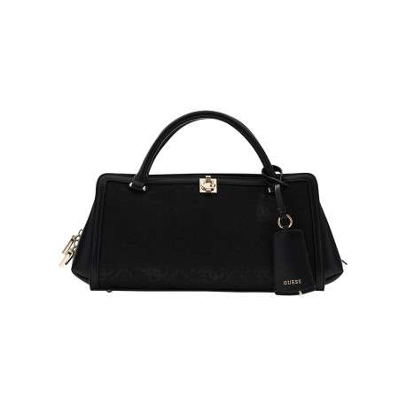 Sac noir à imprimé monogramme avec un zip et des boutons pressions