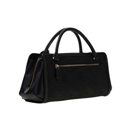Sac noir à imprimé monogramme avec un zip et des boutons pressions - Image 2