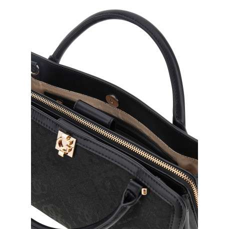 Sac noir à imprimé monogramme avec un zip et des boutons pressions - Image 3