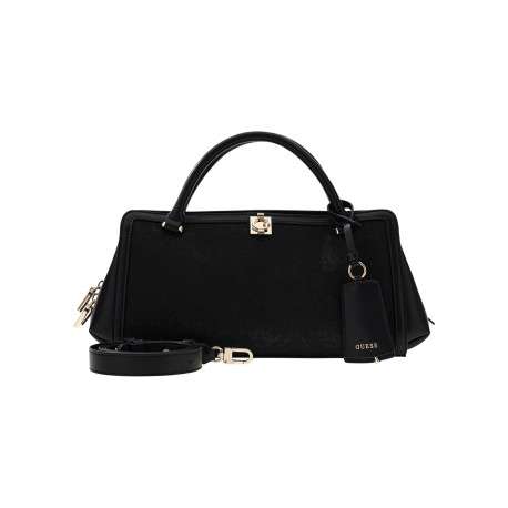 Sac noir à imprimé monogramme avec un zip et des boutons pressions - Image 4