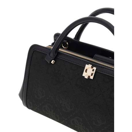 Sac noir à imprimé monogramme avec un zip et des boutons pressions - Image 5