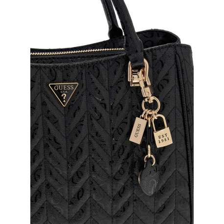 Sac porté mains noir avec imprimé monogramme et muni de 2 anses - Image 3