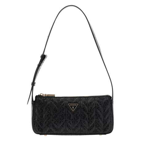Mini sac noir avec imprimé monogramme et muni d'une lanière amovible