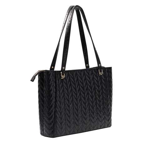Sac shopping noir avec imprimé monogramme et muni de 2 anses - Image 2
