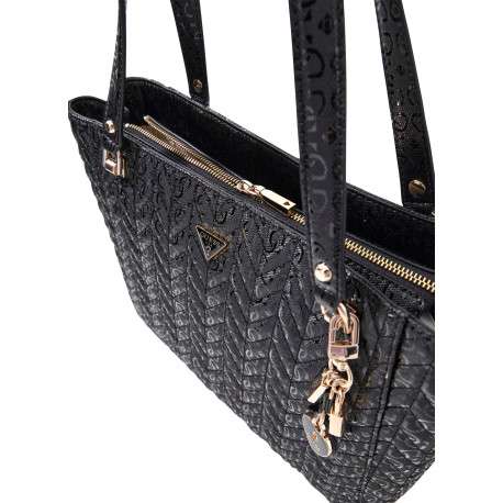 Sac shopping noir avec imprimé monogramme et muni de 2 anses - Image 3