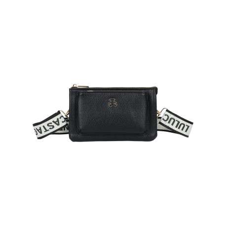 Mini Sac noir uni muni d'une bandoulière et d'une fermeture à zip