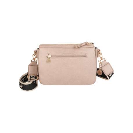 Sac taupe uni à bandoulière réglable muni d'une fermeture à zip - Image 2