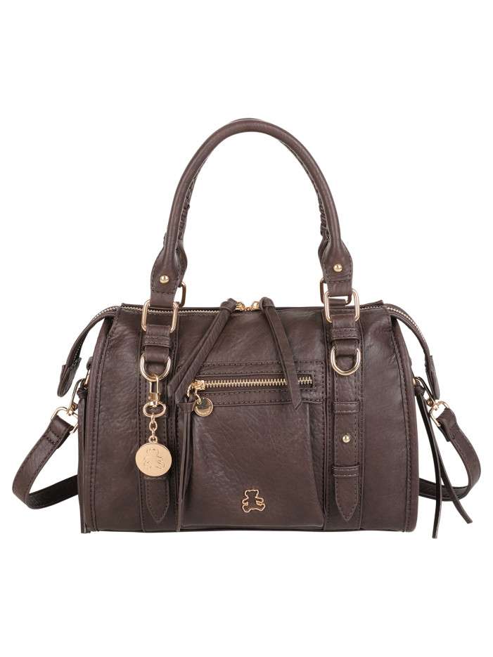 Sac à main marron uni muni...
