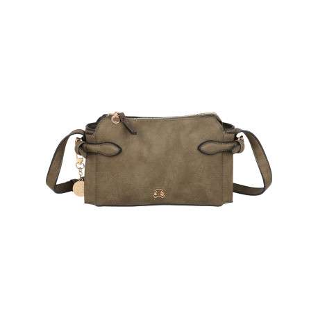 Sac kaki uni à bandoulière ajustable muni d'une fermeture à zip