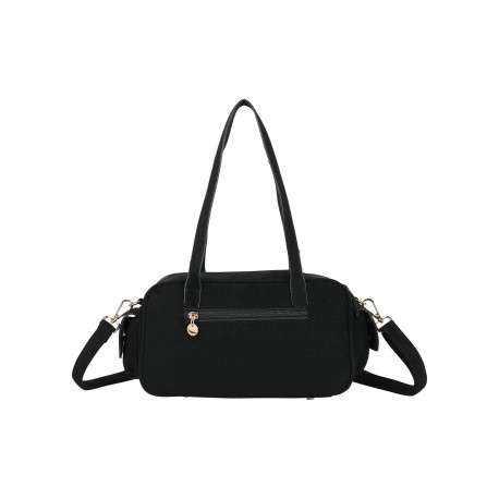 Sac à main porté épaule noir uni muni d'une bandoulière ajustable - Image 2