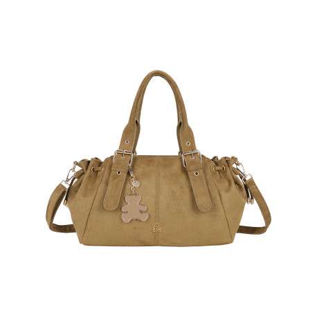 Sac à main sable uni muni d'une bandoulière réglable et d'une fermeture à zip