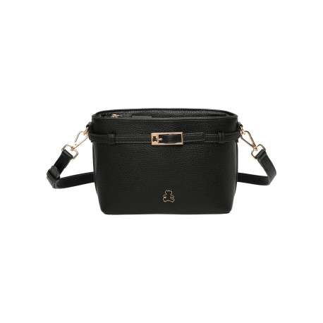 Sac noir uni à bandoulière ajustable muni d'une fermeture à zip