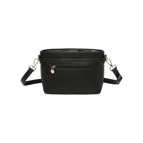 Sac noir uni à bandoulière ajustable muni d'une fermeture à zip - Image 2
