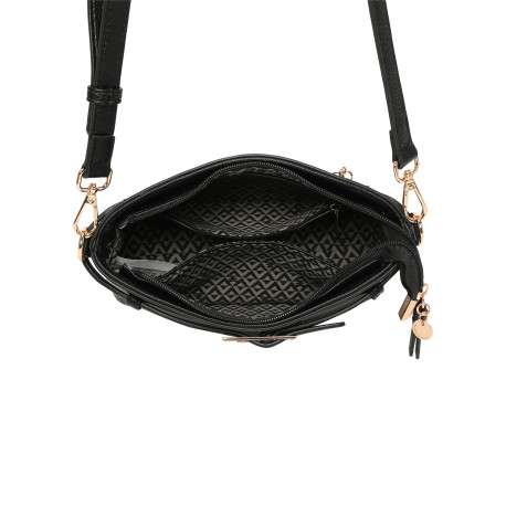 Sac noir uni à bandoulière ajustable muni d'une fermeture à zip - Image 3