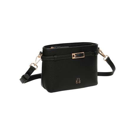 Sac noir uni à bandoulière ajustable muni d'une fermeture à zip - Image 4