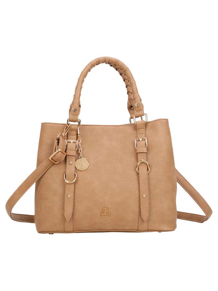 Sac à main beige uni avec...