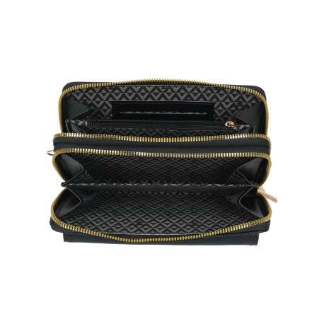 Mini Sac noir uni muni d'une fermeture à zip et d'une bandoulière ajustable - Image 3