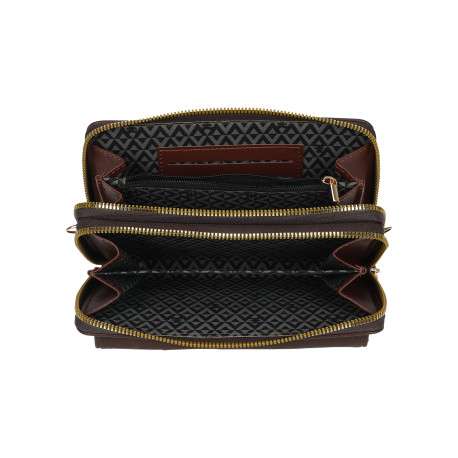 Mini Sac marron uni muni d'une fermeture à zip et d'une bandoulière ajustable - Image 3