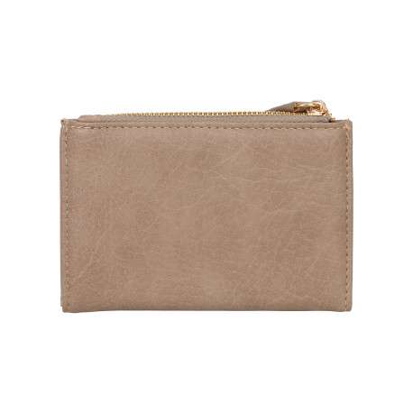 Portefeuille taupe uni muni d'une fermeture à zip et à bouton pression - Image 2
