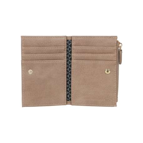 Portefeuille taupe uni muni d'une fermeture à zip et à bouton pression - Image 3