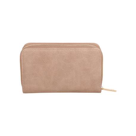Portefeuille taupe uni muni d'une fermeture à zip et à bouton-pression - Image 2