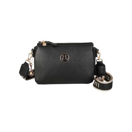 Sac noir uni à bandoulière réglable muni d'une fermeture à zip