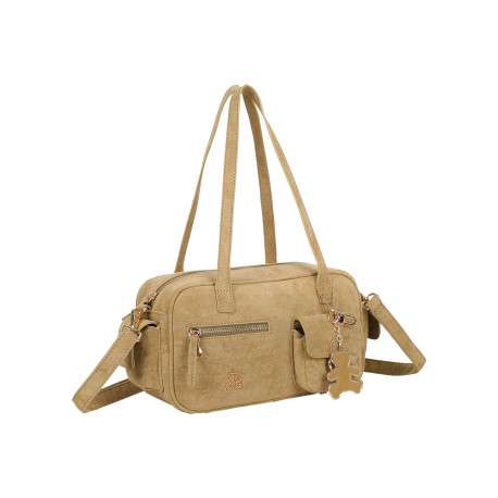 Sac à main porté épaule sable uni muni d'une bandoulière ajustable - Image 4